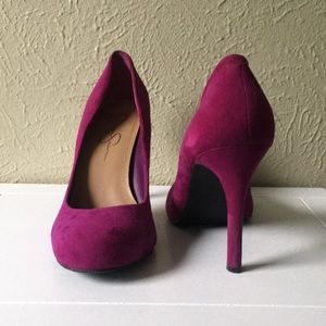 Jessica Simpson Purple Suede Round-Toe Heel